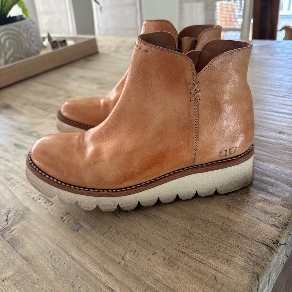 Bed Stu Light Brown Leather Ankle Booties